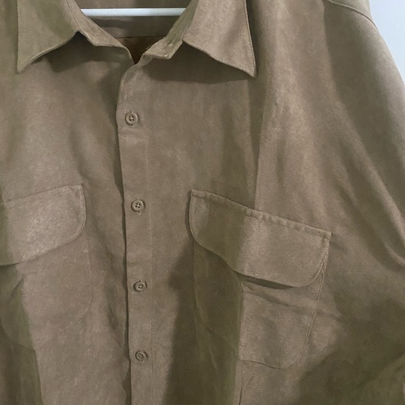 Van Heusen Brown Soft Suede Button down Oxford Dress Shirt Mens XL - Picture 2 of 5